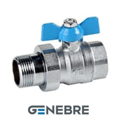 Кран шаровой полнопроходной GENEBRE 3046 05 DN020 PN25, корпус - латунь, шар - латунь, уплотнение шара - PTFE, НР/ВР, ручка-бабочка, резьба BSPP